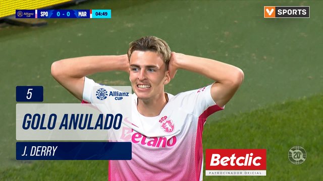 Golo anulado ao Sporting CP aos 5′ (J. Derry) — Sporting CP 2-1 Marítimo