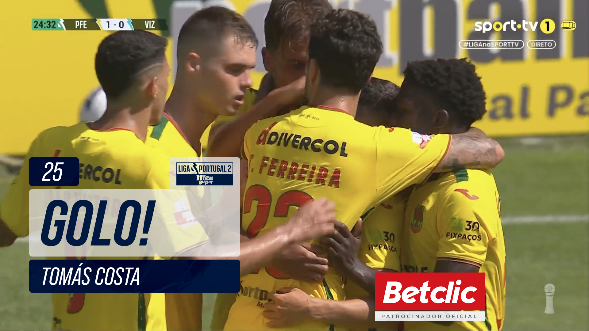 GOLO! P. Ferreira, Tomás Costa aos 25', P. Ferreira 1-0 Vizela