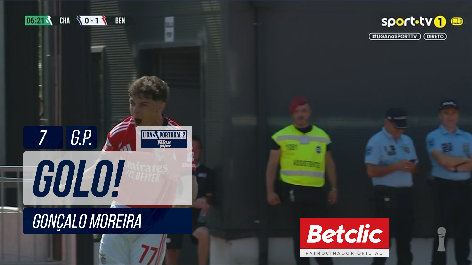 GOLO! Benfica B, Gonçalo Moreira aos 7', Chaves 0-1 Benfica B