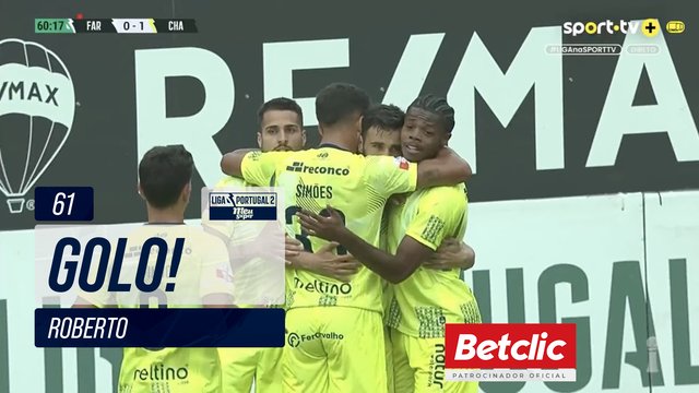 GOLO! Chaves, Roberto aos 61', Farense 0-1 Chaves