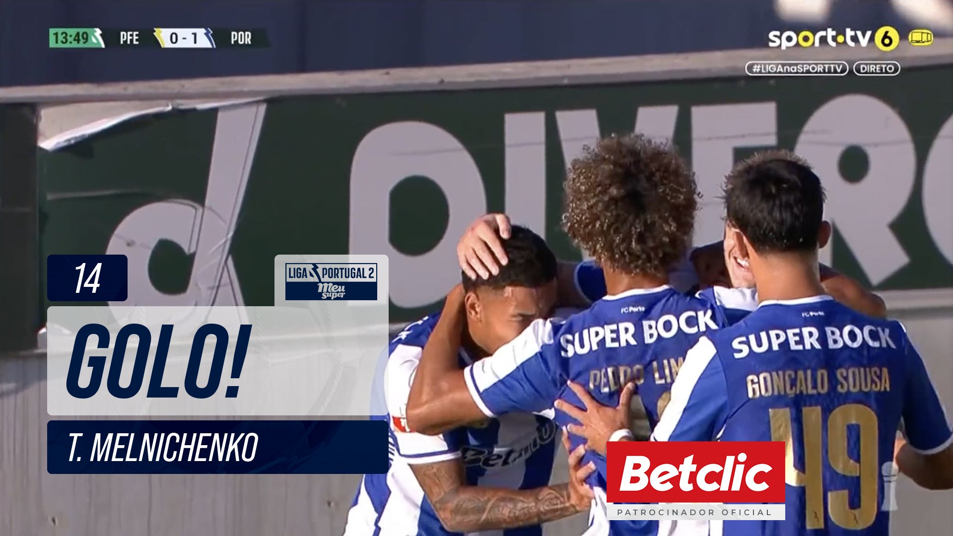GOLO! FC Porto B, T. Melnichenko aos 14', P. Ferreira 0-1 FC Porto B