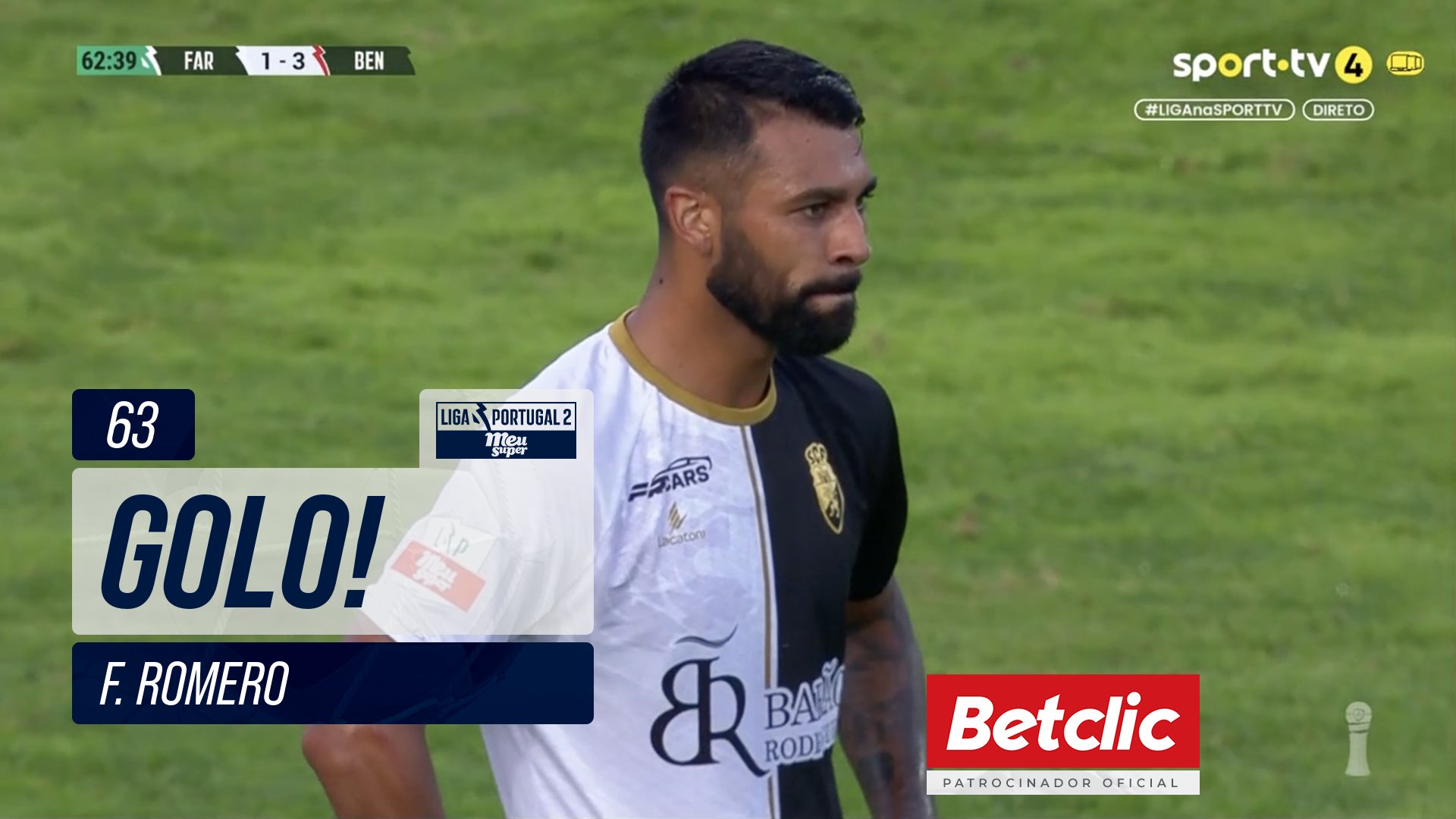GOLO! Farense, F. Romero aos 63', Farense 1-3 Benfica B