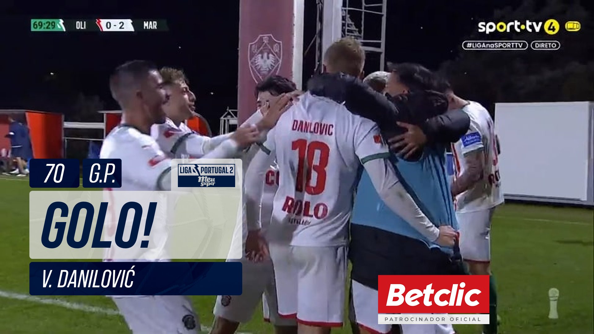 GOLO! Marítimo, V. Danilović aos 70', Oliveirense 0-2 Marítimo