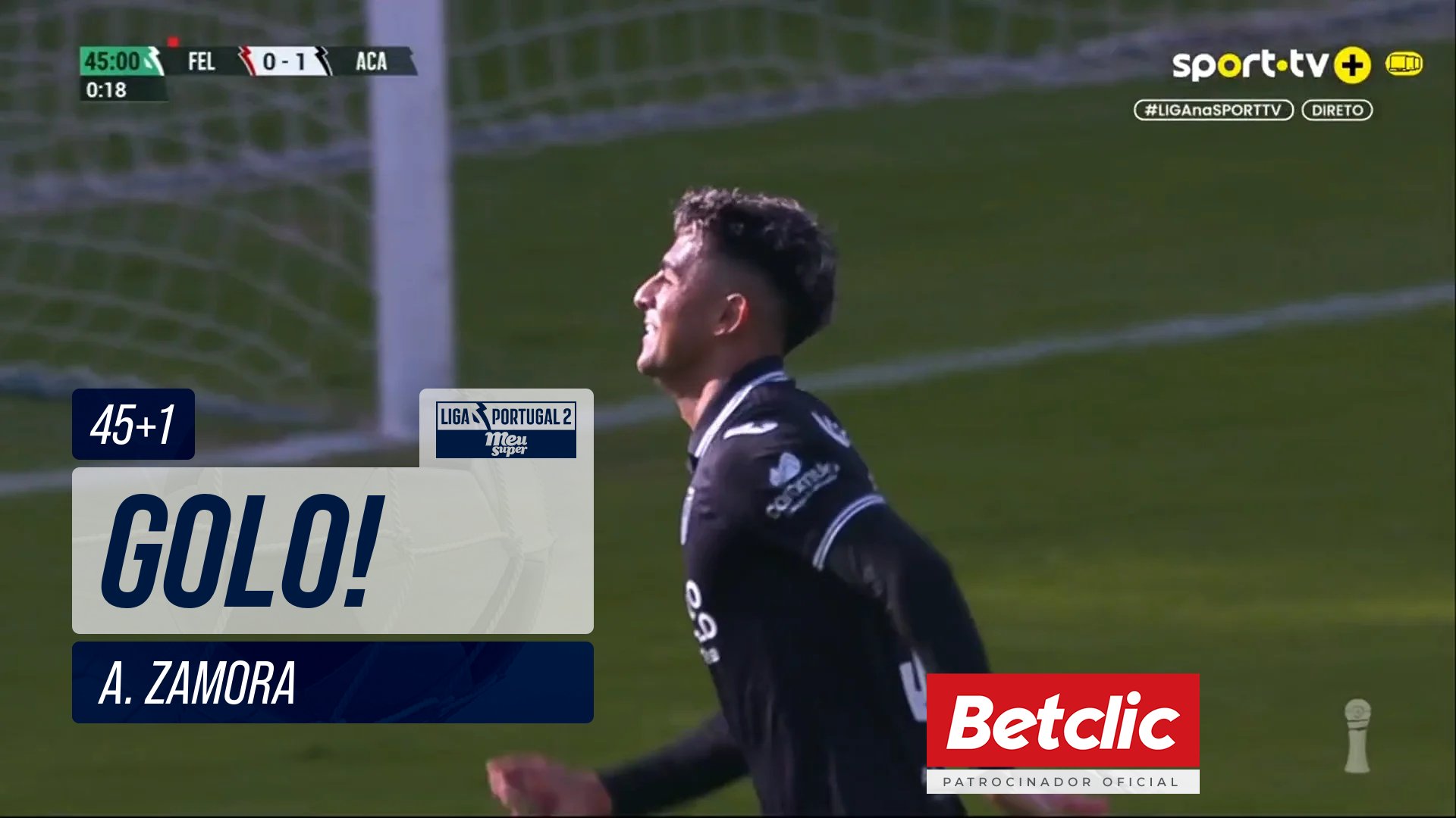 GOLO! Académico, A. Zamora aos 45'+1', Felgueiras 0-2 Académico