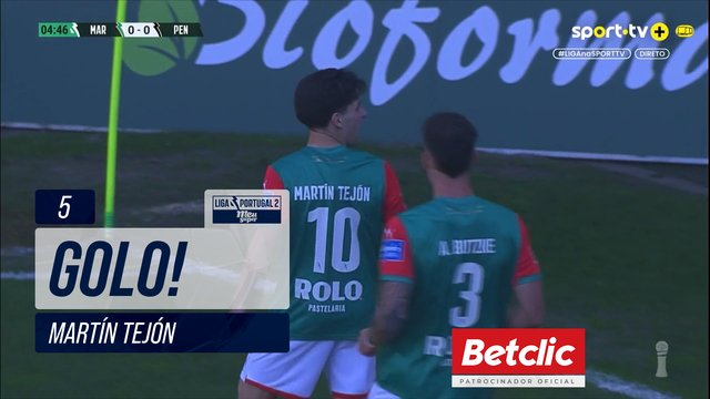 GOLO! Marítimo, Martín Tejón aos 5', Marítimo 1-0 Penafiel