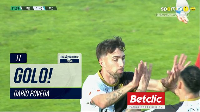 GOLO! Farense, Darío Poveda aos 11', Farense 1-0 Vizela