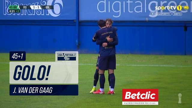 GOLO! U. Leiria, J. van der Gaag aos 45'+1', Feirense 1-1 U. Leiria