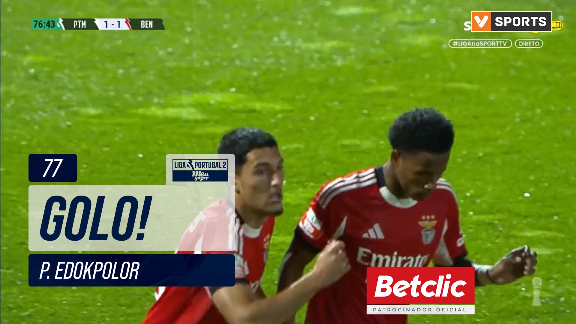 GOLO! Benfica B, P. Edokpolor aos 77', Portimonens...
