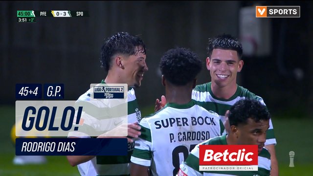 GOLO! Sporting CP B, Rodrigo Dias aos 45'+4', P. Ferreira 0-3 Sporting CP B