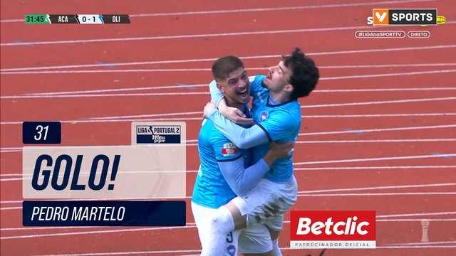 GOLO! Oliveirense, Pedro Martelo aos 31', Académico 0-1 Oliveirense