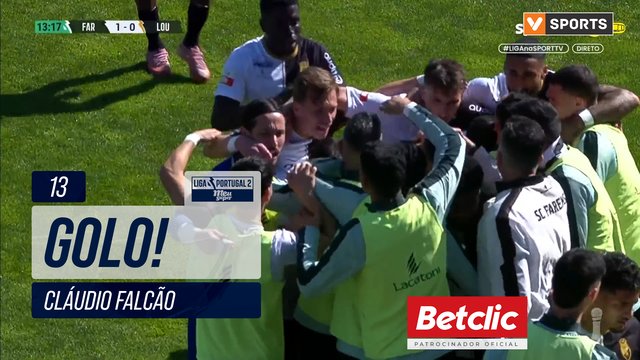 GOLO! Farense, Cláudio Falcão aos 13', Farense 1-0 Lourosa FC