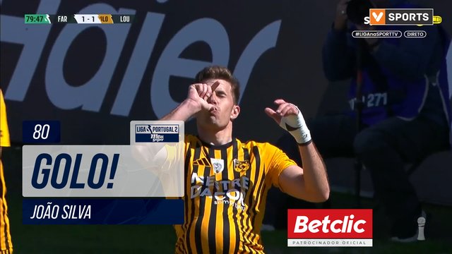 GOLO! Lourosa FC, João Silva aos 80', Farense 1-1 Lourosa FC