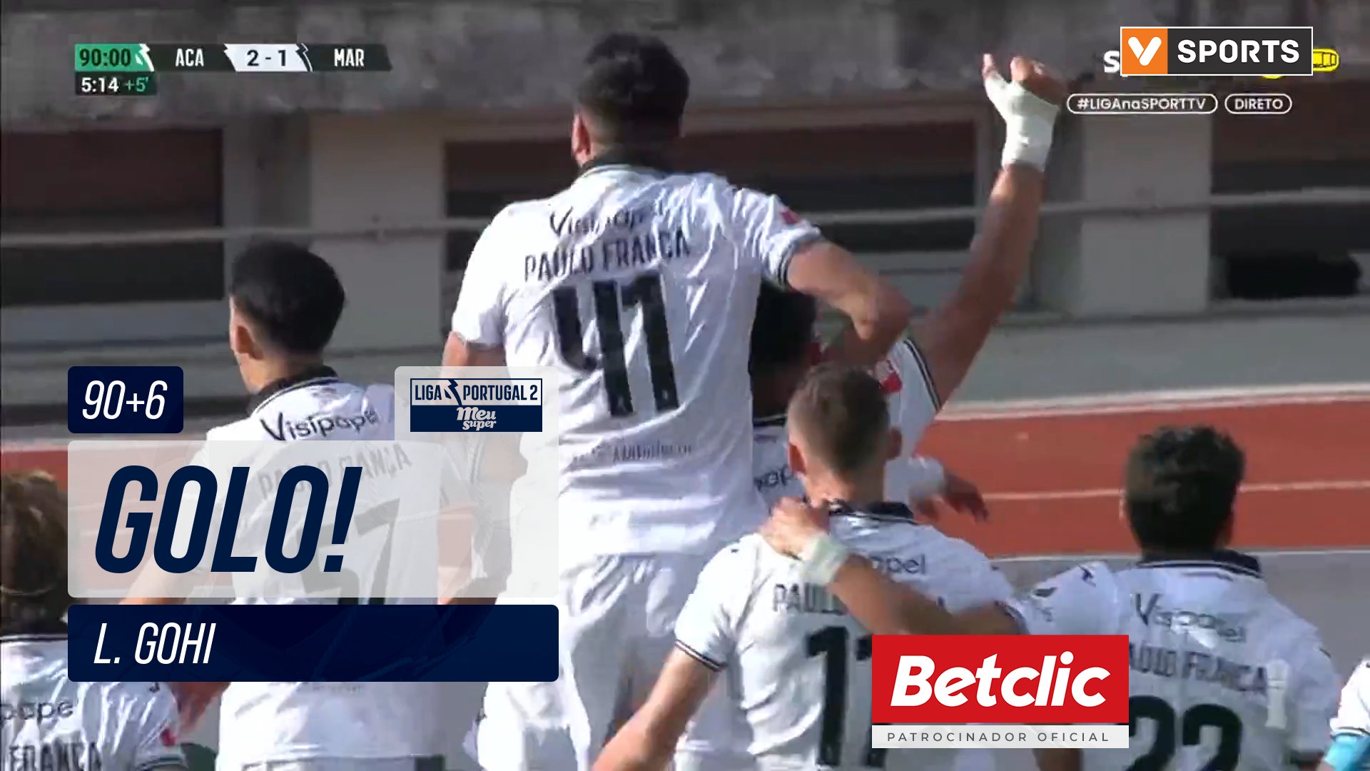 GOLO! Académico, L. Gohi aos 90'+6', Académico 2...
