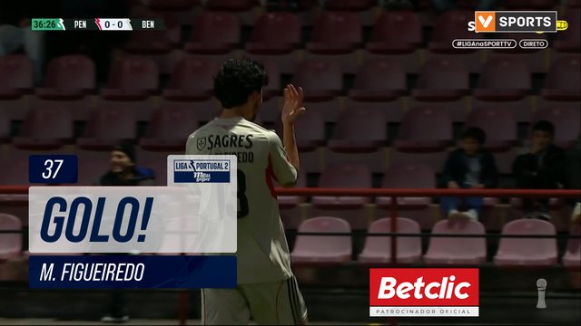 GOLO! Benfica B, M. Figueiredo aos 37', Penafiel 0-1 Benfica B