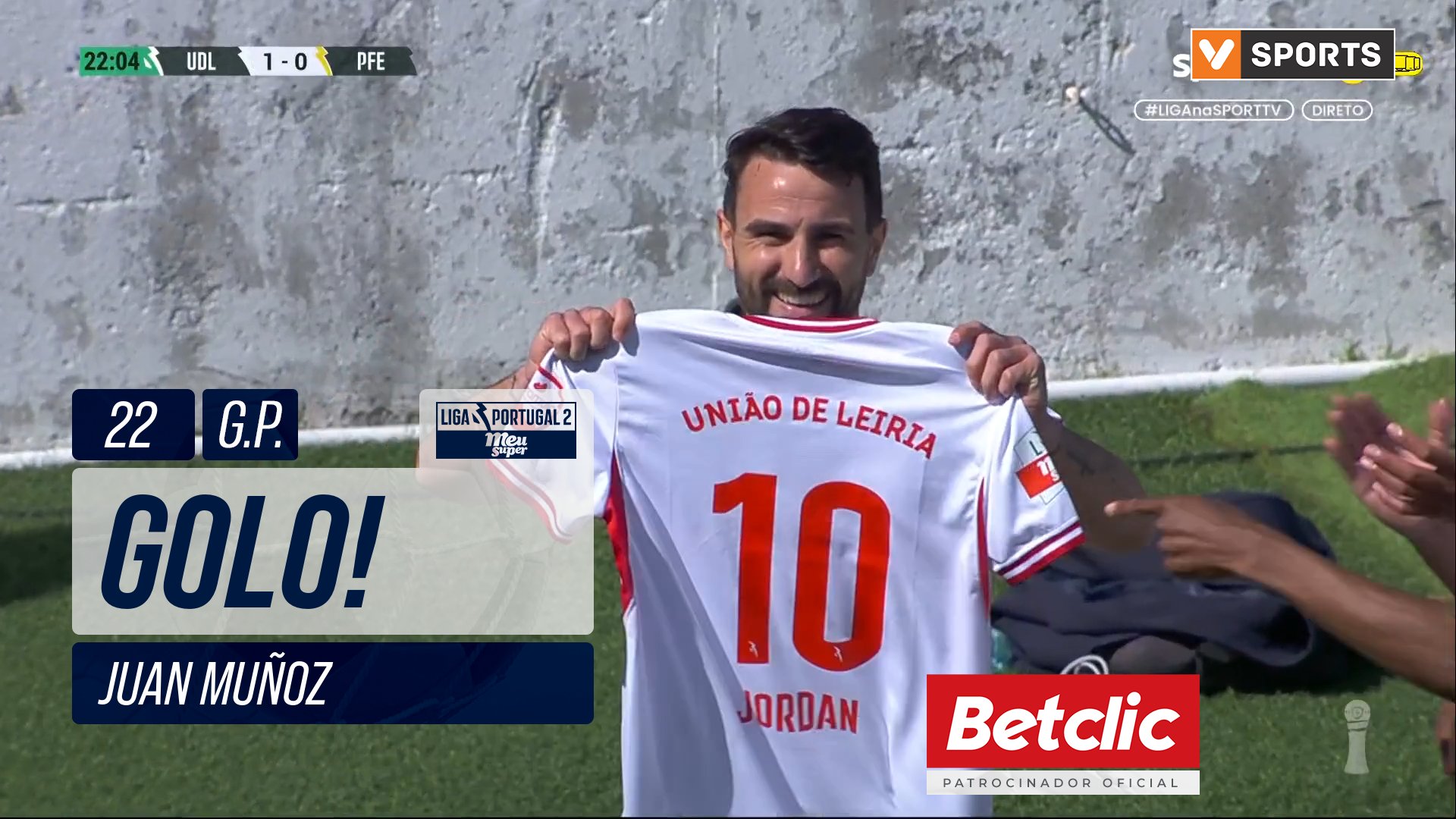 GOLO! U. Leiria, Juan Muñoz aos 22', U. Leiria 1-...