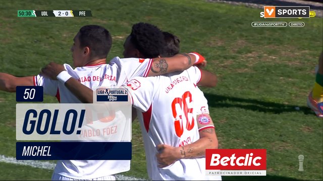 GOLO! U. Leiria, Michel aos 50', U. Leiria 2-0 P. Ferreira