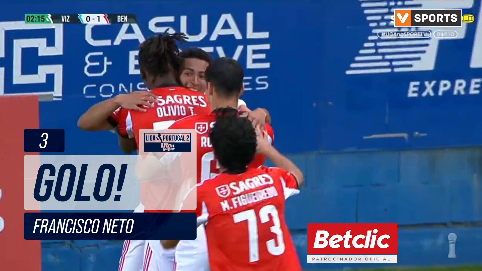 GOLO! Benfica B, Francisco Neto aos 3', Vizela 0-1...