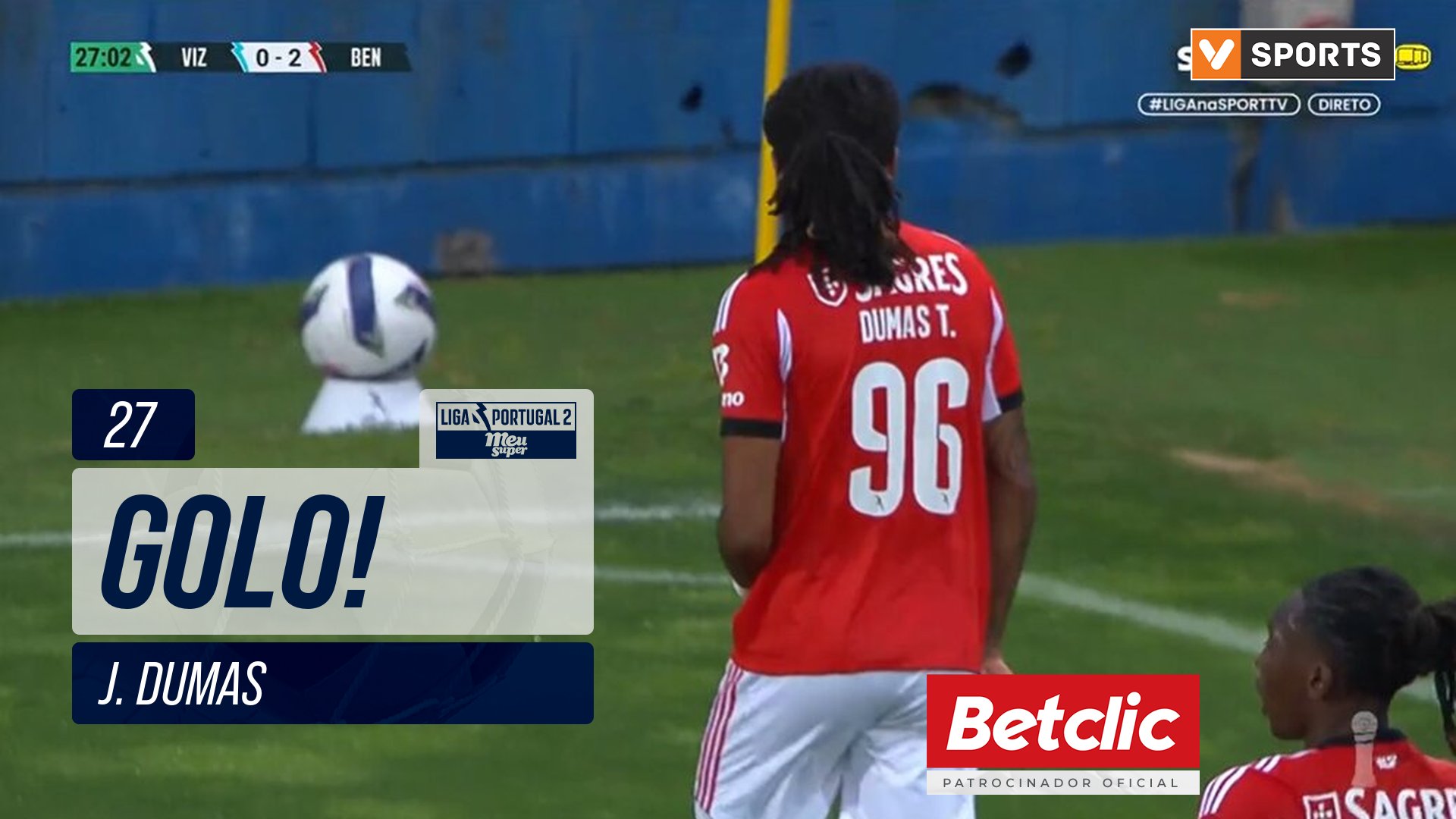 GOLO! Benfica B, J. Dumas aos 27', Vizela 0-2 Benf...