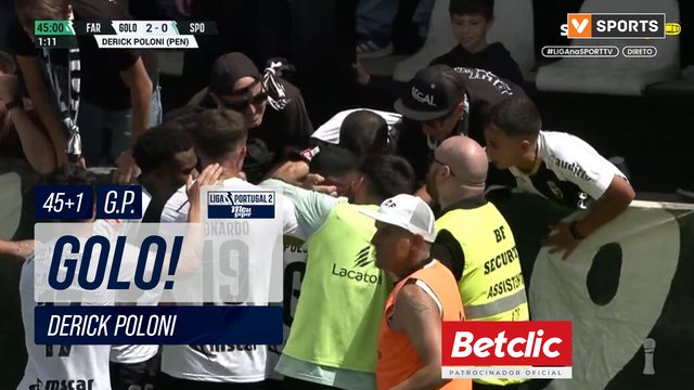 GOLO! SC Farense, Derick Poloni aos 45'+1', SC Farense 2-0 Sporting CP B