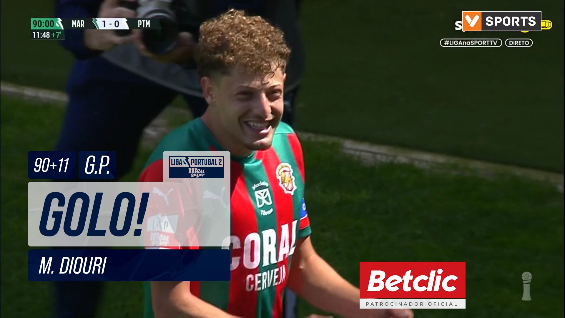 GOLO! Marítimo, M. Diouri aos 90'+11', Marítimo ...
