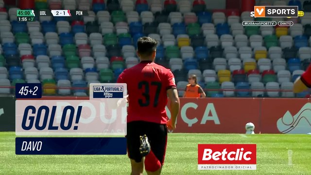 GOLO! Penafiel, Davo aos 45'+2', U. Leiria 2-1 Penafiel
