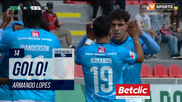 GOLO! Oliveirense, Armando Lopes aos 14', Oliveirense 1-0 Felgueiras