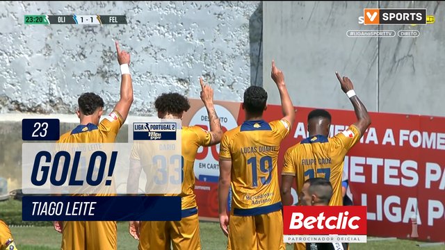 GOLO! Felgueiras, Tiago Leite aos 23', Oliveirense 1-1 Felgueiras