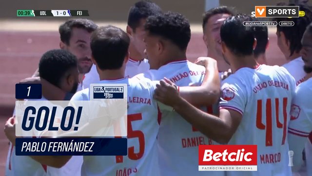 GOLO! U. Leiria, Pablo Fernández aos 1', U. Leiria 1-0 Feirense