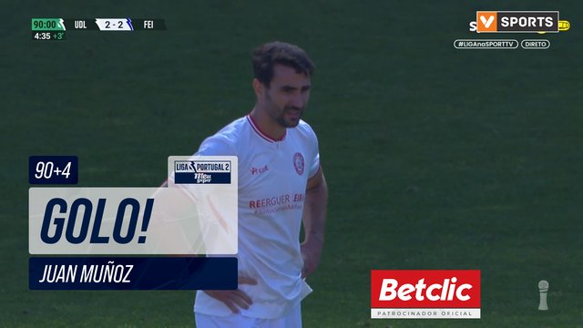 GOLO! U. Leiria, Juan Muñoz aos 90'+4', U. Leiria 2-2 Feirense