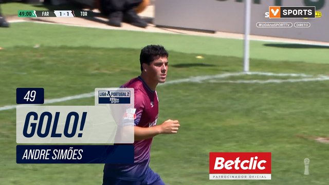 GOLO! SCU Torreense, Andre Simões aos 49', SC Farense 1-1 SCU Torreense