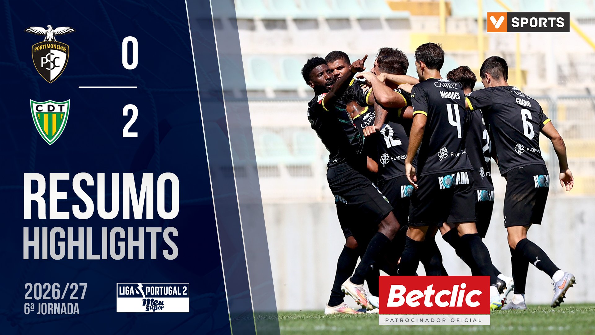 Liga Meu Super (6ª Jornada): Resumo Portimonense 0-2 Tondela