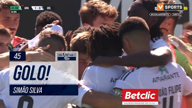 GOLO! Amarante, Simão Silva aos 45', Amarante 1-0 U. Leiria