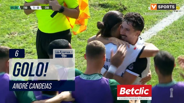 GOLO! Farense, André Candeias aos 6', Farense 1-0 Chaves