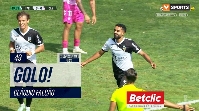 GOLO! Farense, Cláudio Falcão aos 49', Farense 3-0 Chaves