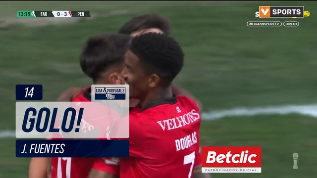 GOLO! Penafiel, J. Fuentes aos 14', Farense 0-3 Penafiel