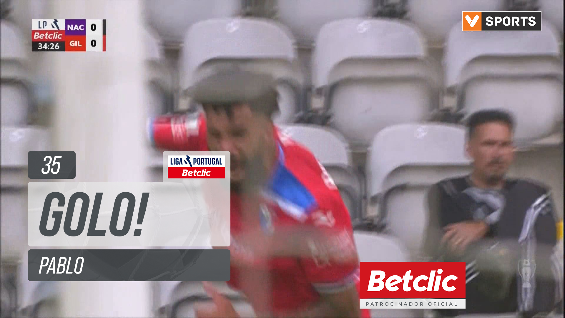 GOLO! Gil Vicente, Pablo aos 35', Nacional 0-1 Gil Vicente