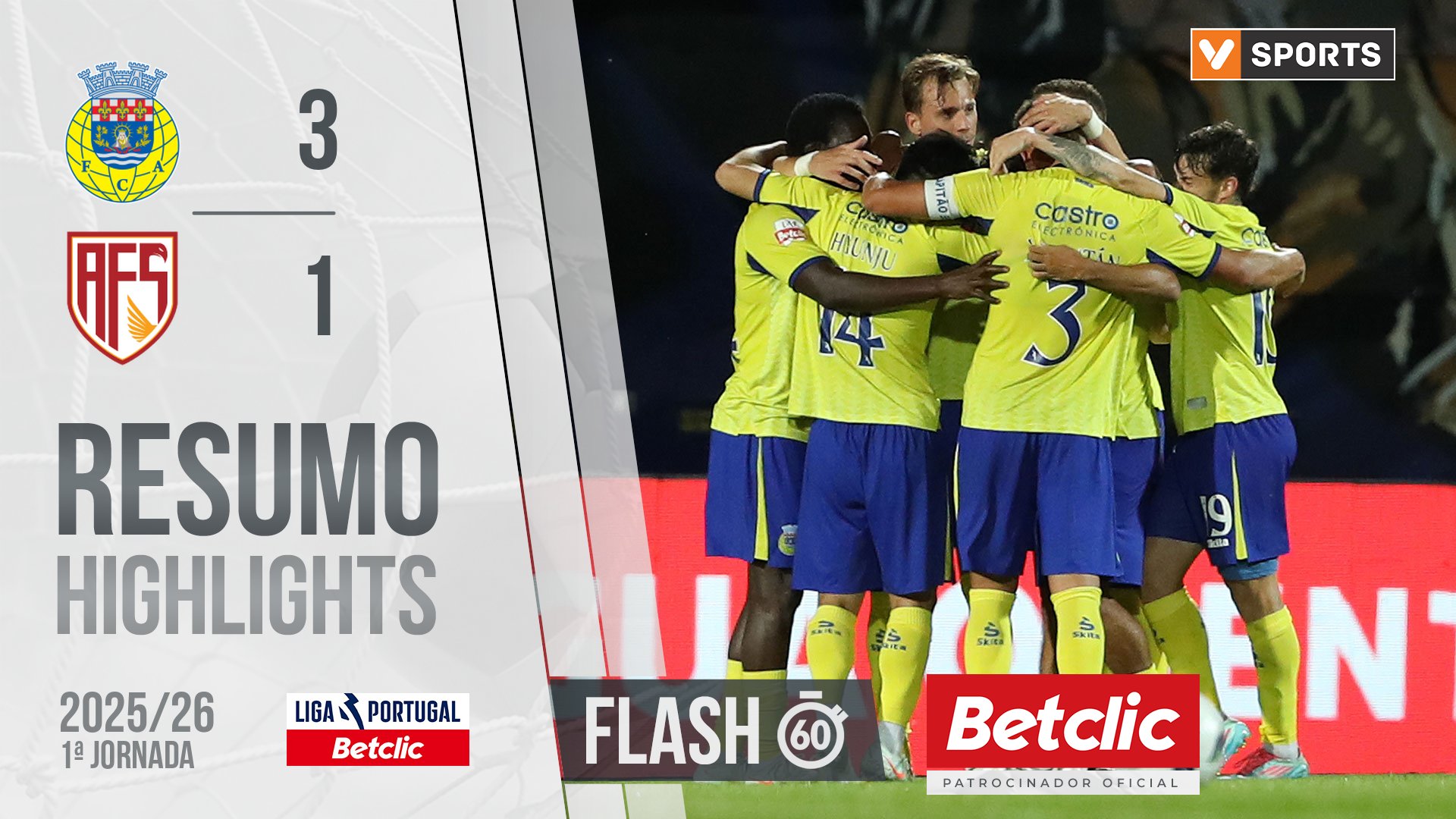 Liga Portugal Betclic (1ªJ): Resumo Flash Arouca 3-1 AVS