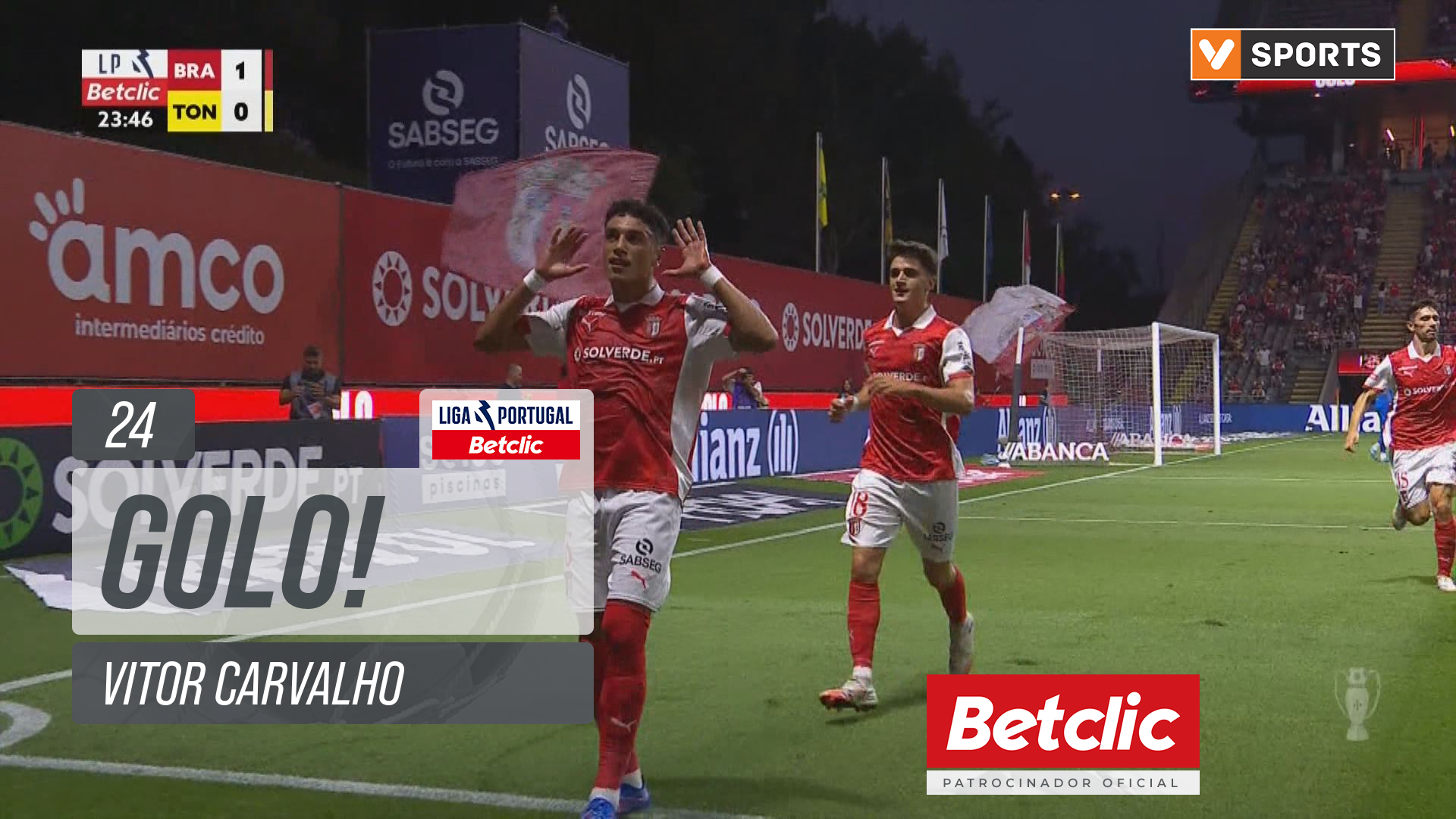 GOLO! Braga, Vitor Carvalho aos 24', Braga 1-0 Tondela