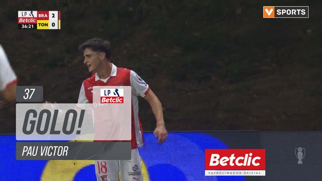 GOLO! Braga, Pau Victor aos 37', Braga 2-0 Tondela