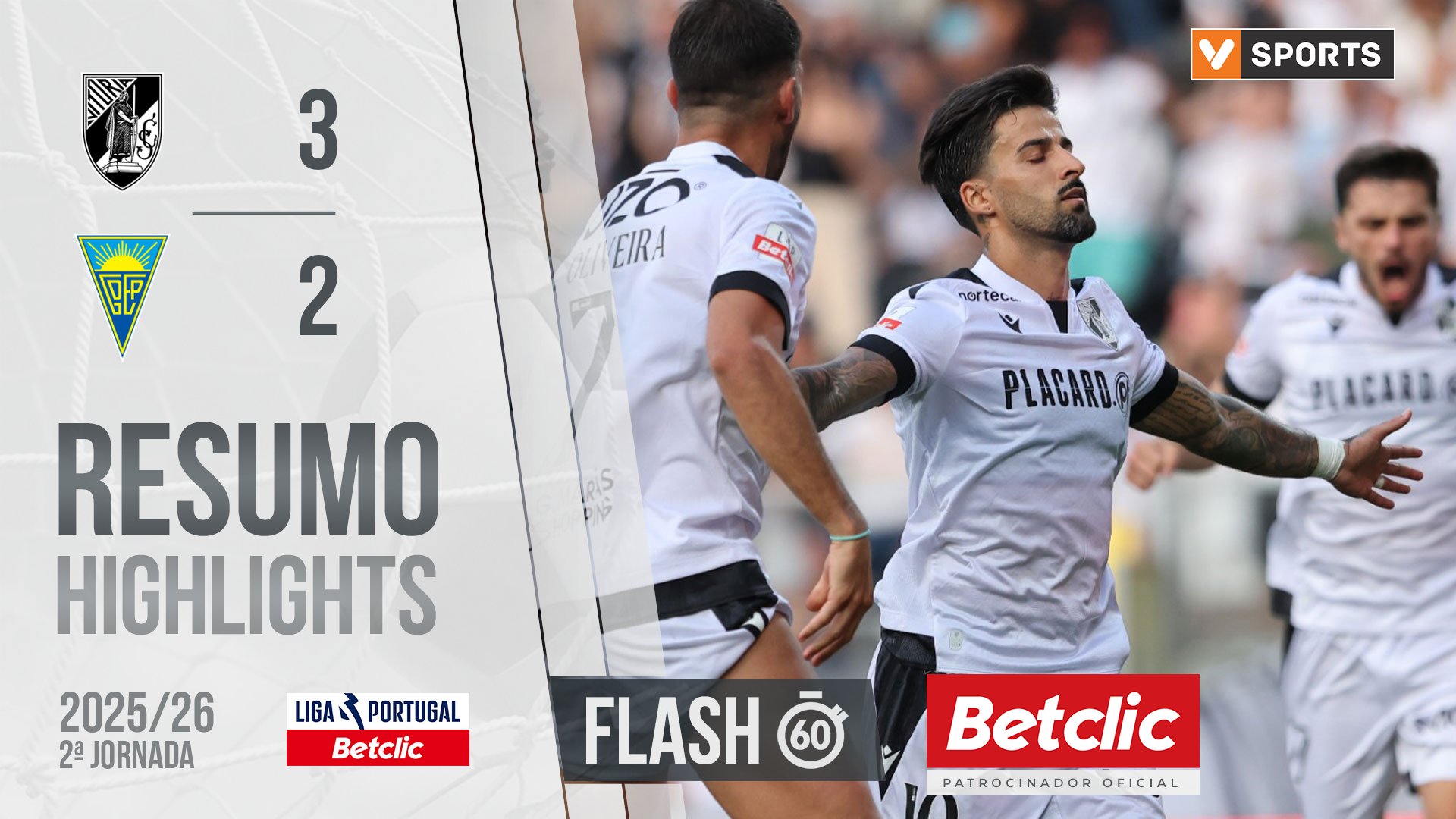 Liga Portugal Betclic (2ªJ): Resumo Flash Vitória SC 3-2 Estoril
