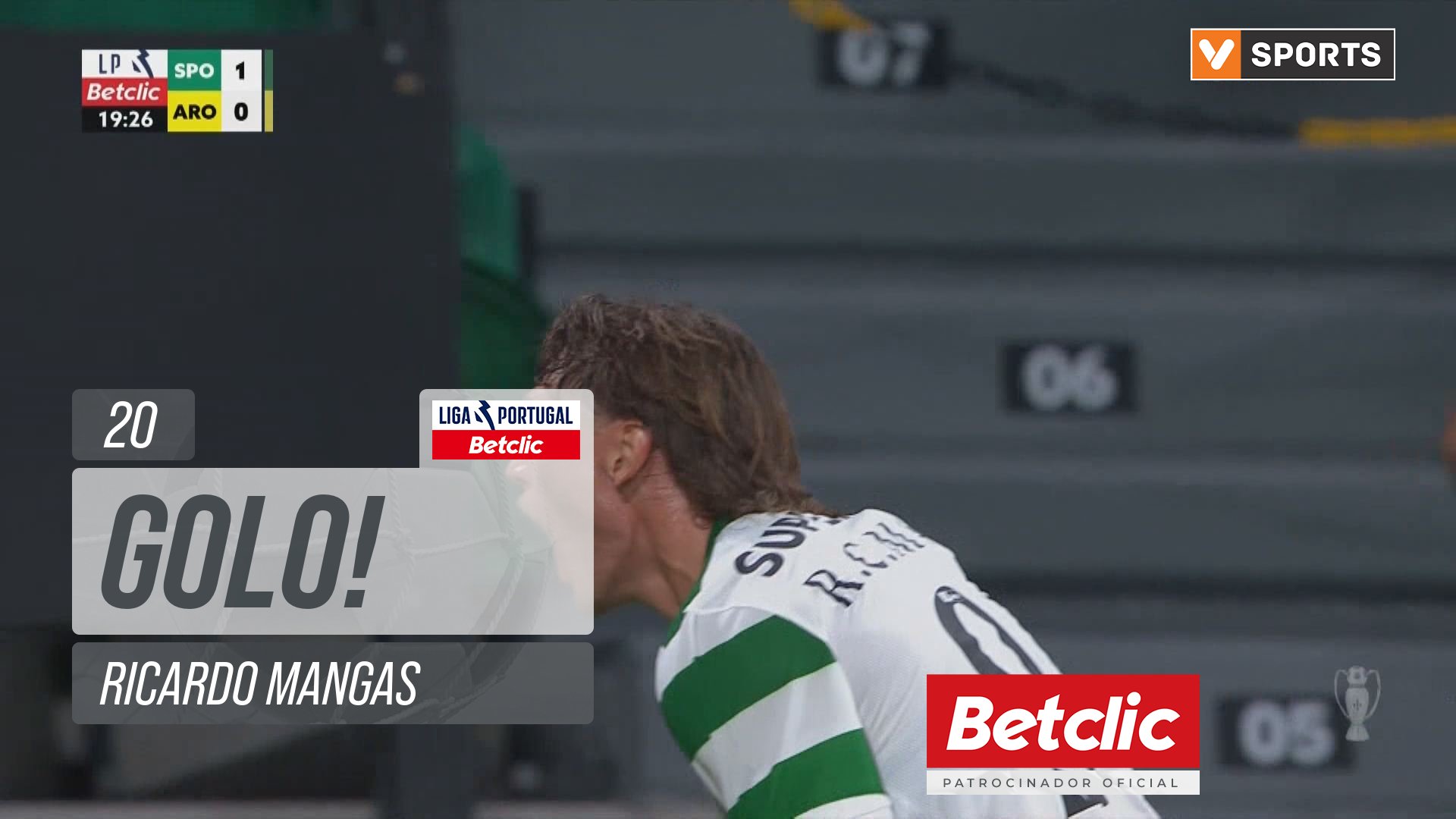 GOLO! Sporting, Ricardo Mangas aos 20', Sporting 1-0 Arouca