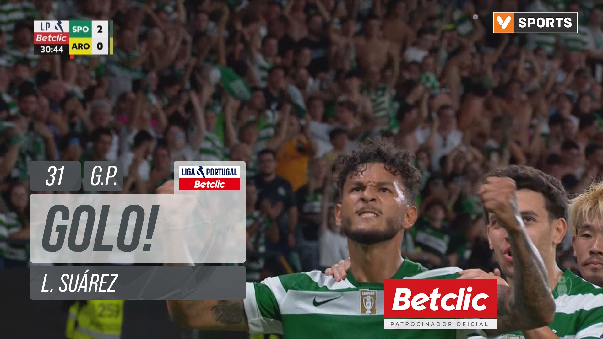 GOLO! Sporting, L. Suárez aos 31', Sporting 2-0 Arouca