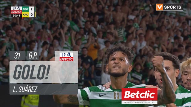 GOLO! Sporting, L. Suárez aos 31', Sporting 2-0 Arouca