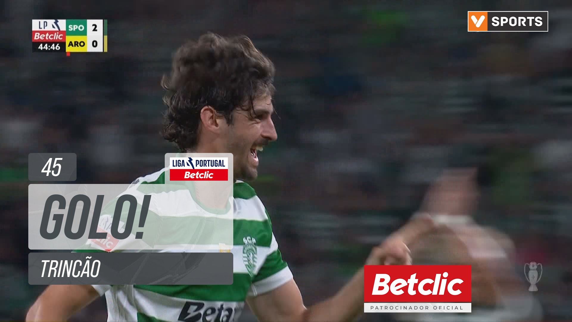 GOLO! Sporting, Trincão aos 45', Sporting 3-0 Arouca