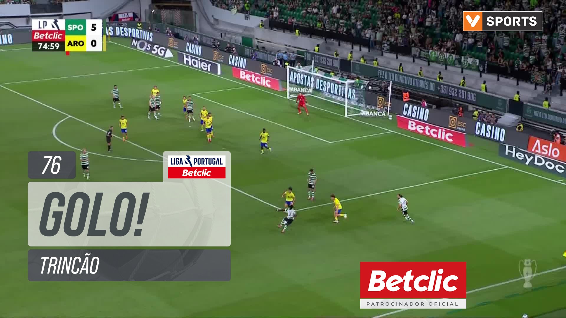 GOLO! Sporting, Trincão aos 76', Sporting 6-0 Arouca
