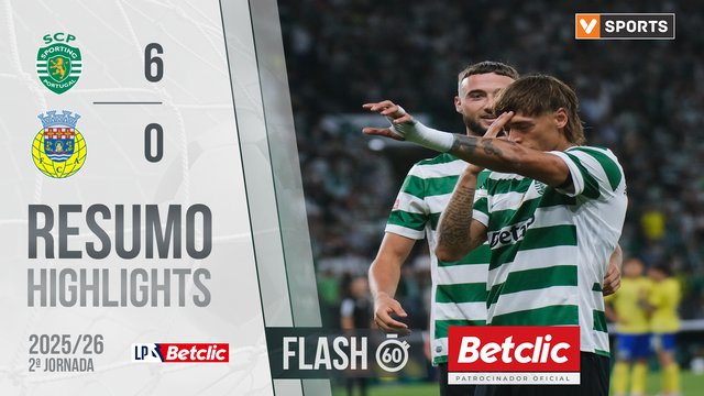 Liga Portugal Betclic (2ªJ): Resumo Flash Sporting 6-0 Arouca