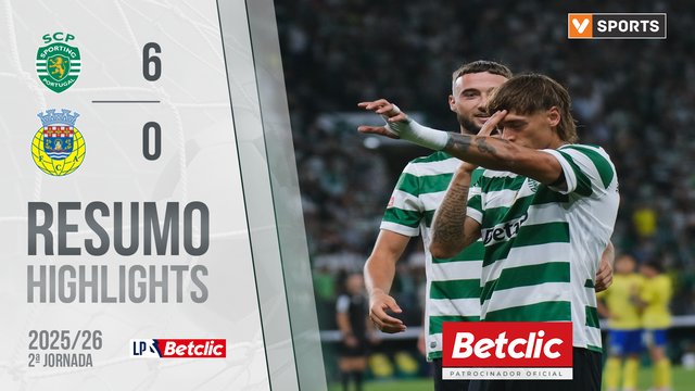 Liga Portugal Betclic (2ªJ): Resumo Sporting 6-0 Arouca