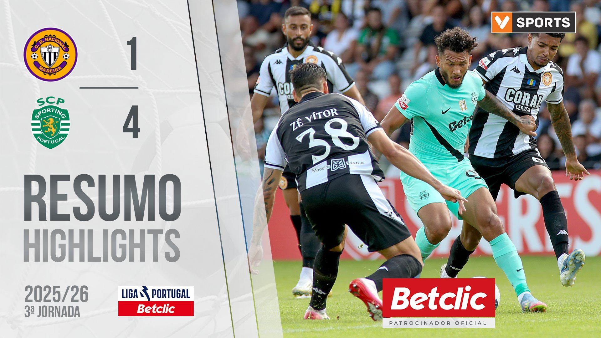 Liga Portugal Betclic (3ªJ): Resumo Nacional 1-4 Sporting