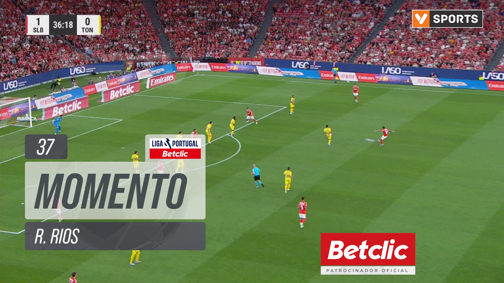 Benfica, Jogada, R. Rios aos 37'