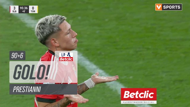 GOLO! Benfica, Prestianni aos 90'+6', Benfica 3-0 Tondela